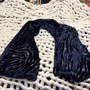 Navy Blue Zebra Print Scarf